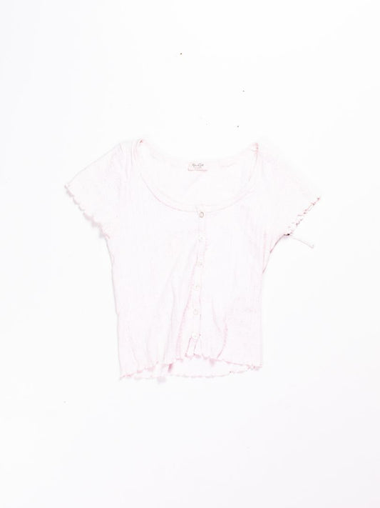 Pink John Galt Ribbed Tee, XS/S