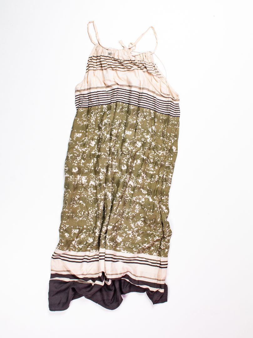 Green/Cream Prana Shift Dress, XL