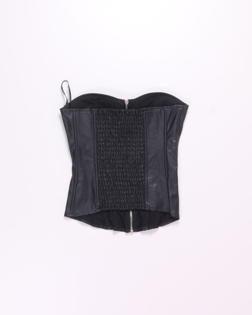 Black Charlotte Russe Faux Leather Corset Tank, S