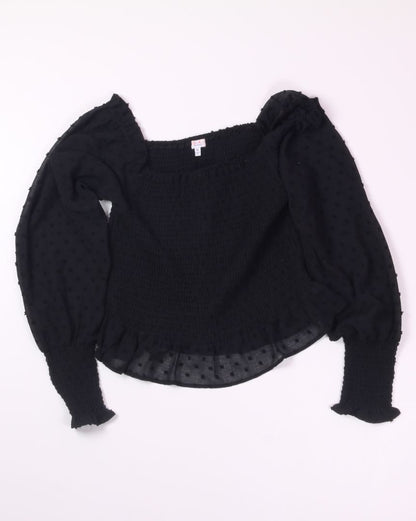 Black Q + A Off-the-Shoulder Long Sleeve, XL