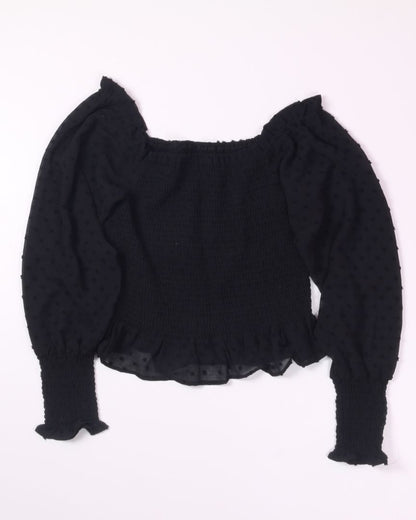 Black Q + A Off-the-Shoulder Long Sleeve, XL