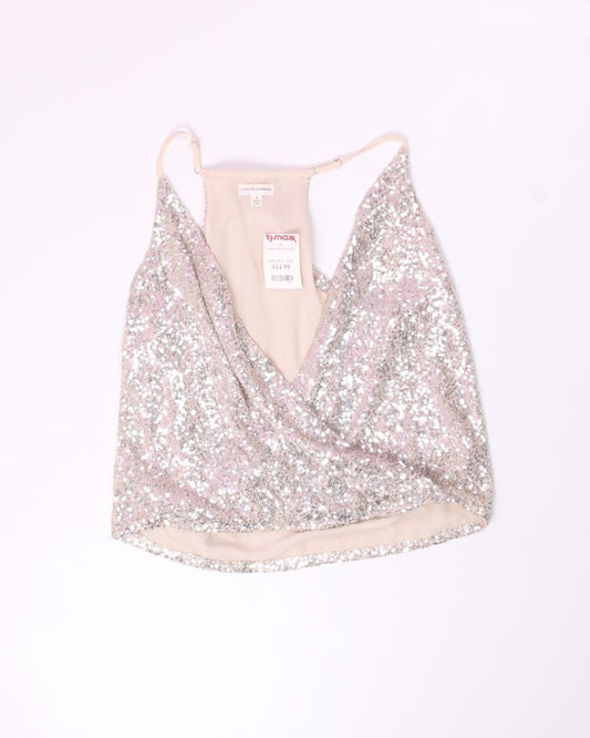 Silver Love on a Hanger Sequin Tank, L