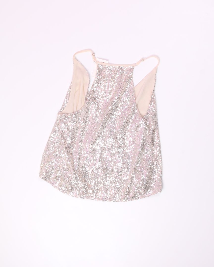 Silver Love on a Hanger Sequin Tank, L