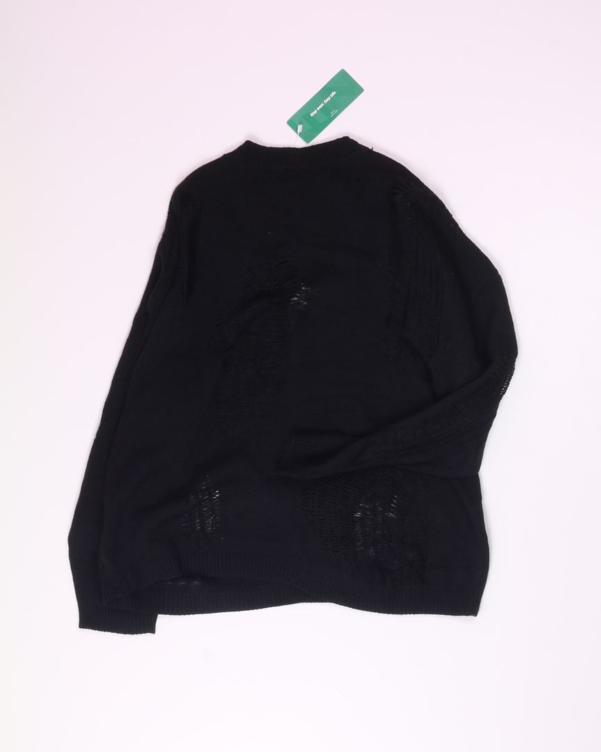 Black Shein Distressed Sweater, XL