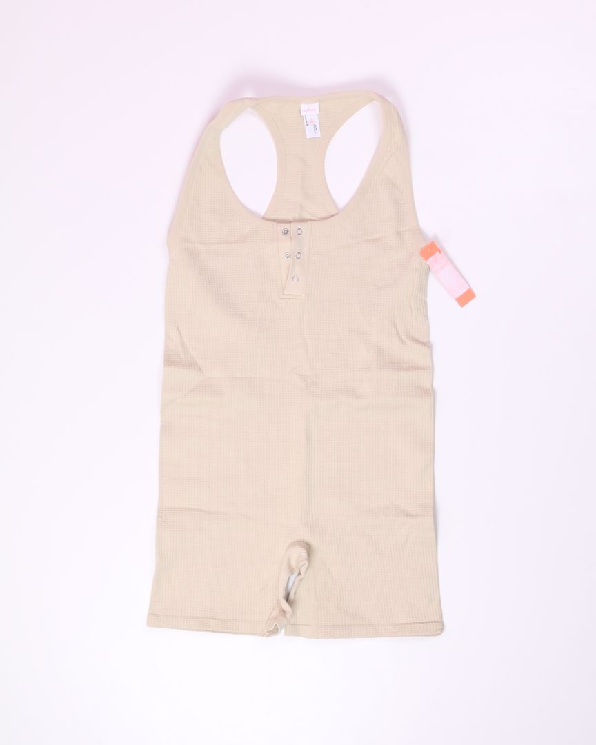 Cream Coolsie Ribbed Romper, XL