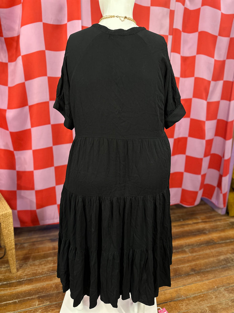 Black Grace + Karma Tiered Shirt Dress, 3X