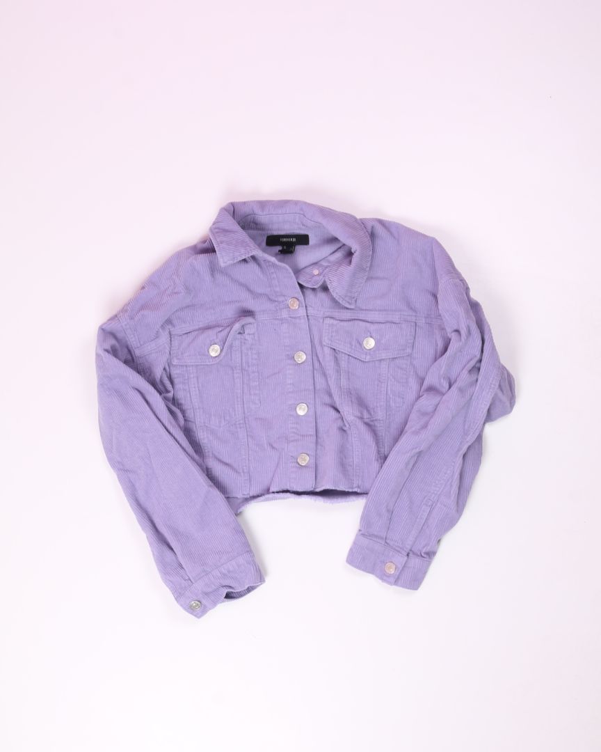 Purple Forever 21 Cropped Corduroy Jacket, L