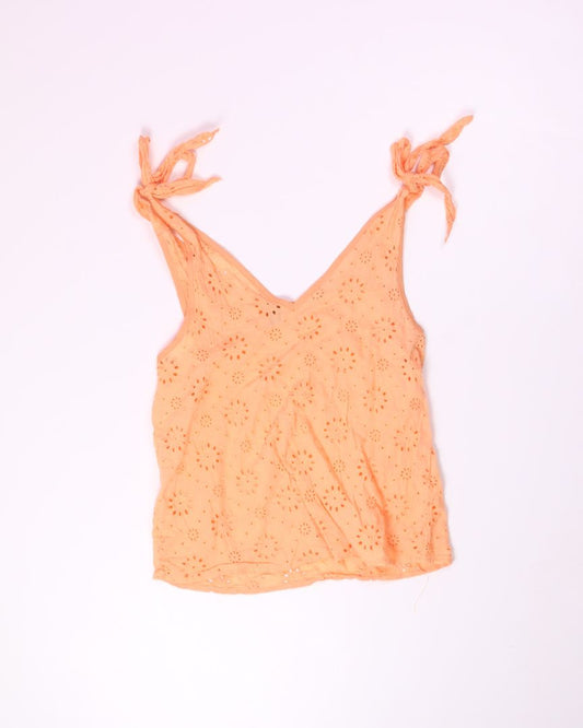 Orange Niay Tie Strap Tank, M