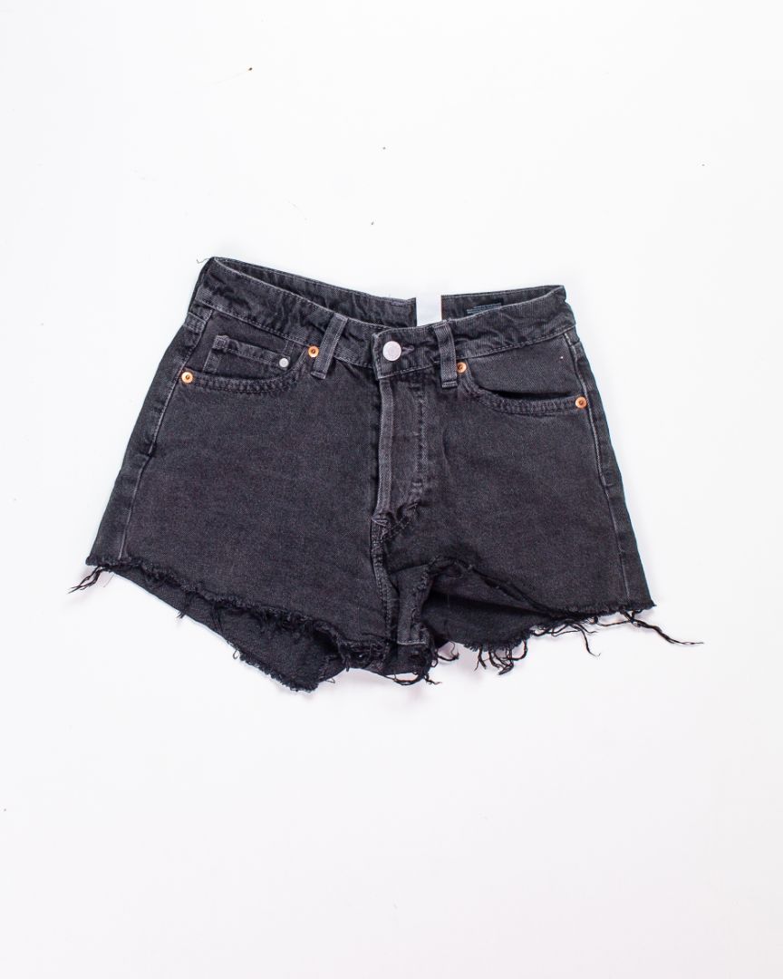 Black & Denim Cutoff Mini Shorts, 2