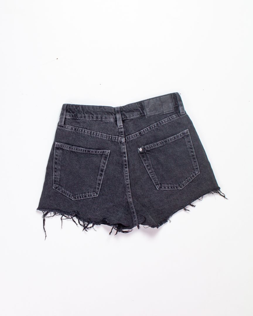 Black & Denim Cutoff Mini Shorts, 2