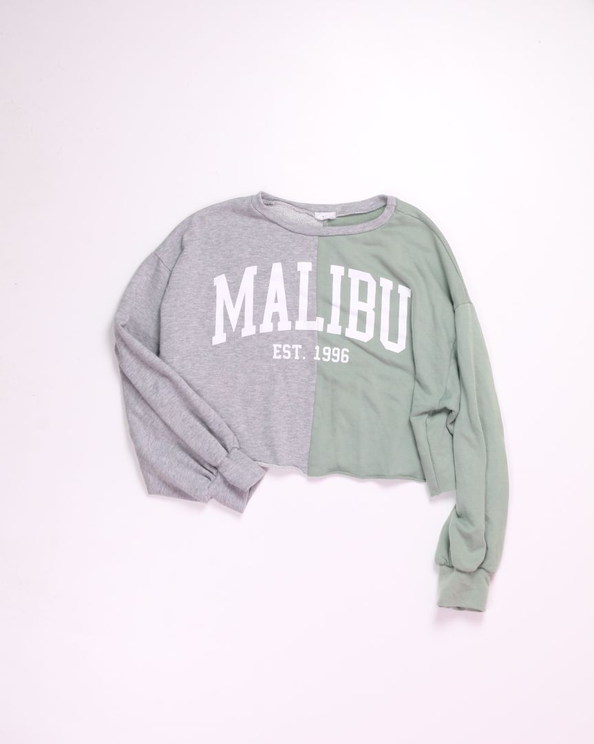 Green/Grey Lelis Cropped Pullover, L