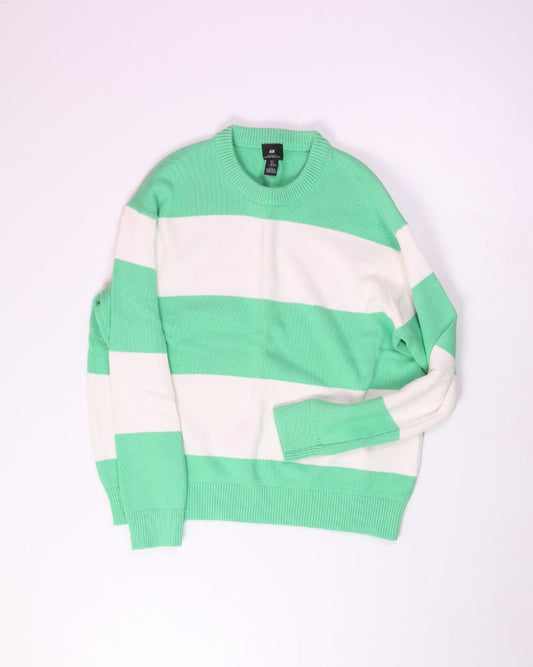 Green/White H&M Striped Sweater, L