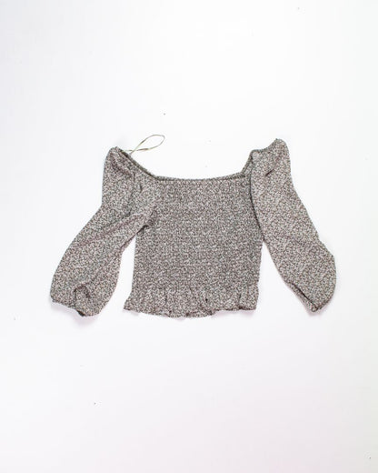 Green Paper Crane Floral Blouse, M
