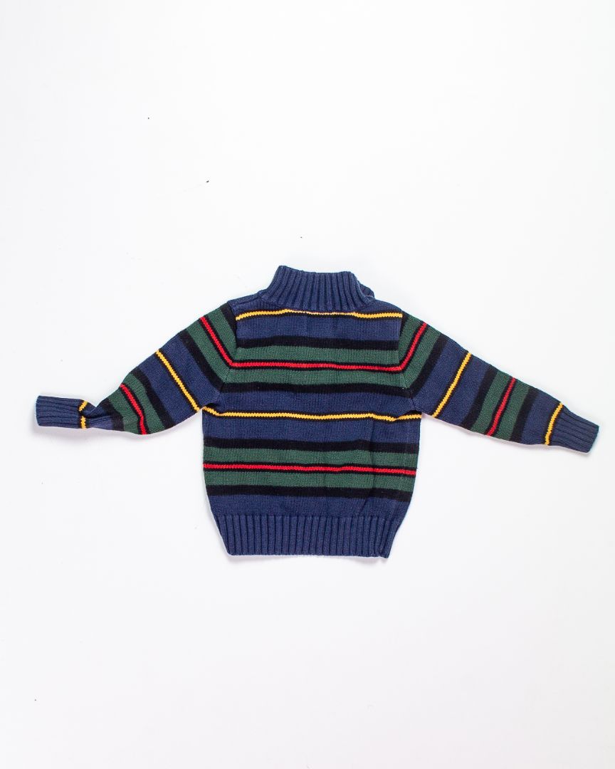 Navy/Green Champs Baby Sweater, 24M