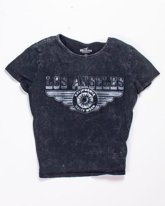 Gray Hollister Cropped Graphic Tee, S
