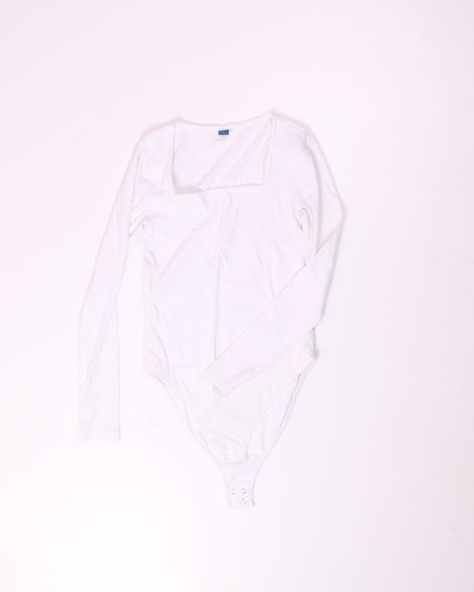 White Old Navy Ribbed Bodysuit, S