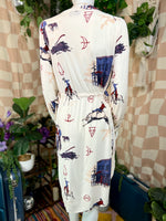 Western Print Cruel Button Down Dress, M
