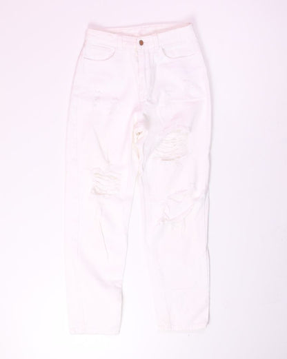 White Shein Distressed Mom Jeans, S