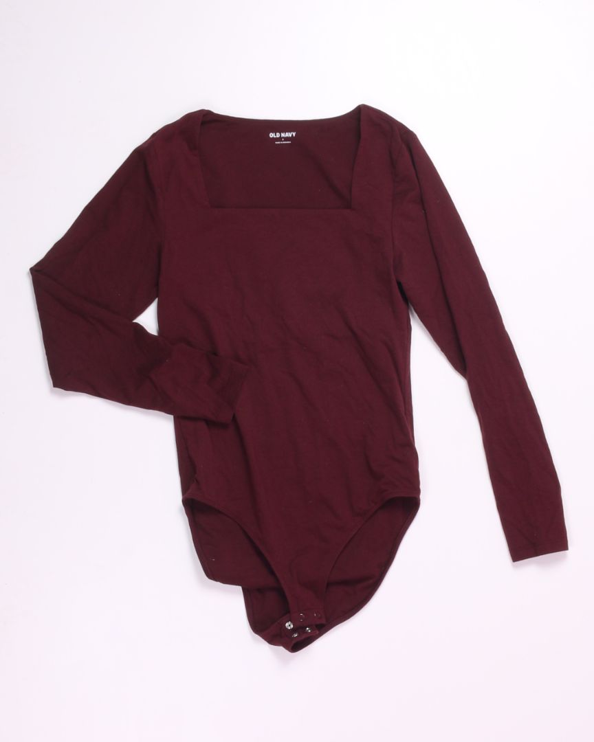 Red Old Navy Long Sleeve Bodysuit, S