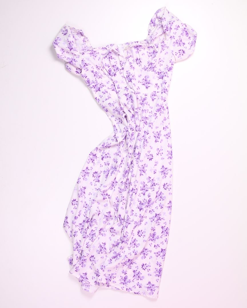 White/Purple Maxi Dress, M