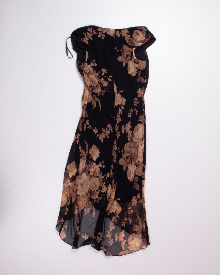Black/Brown Connected Midi Dress, S
