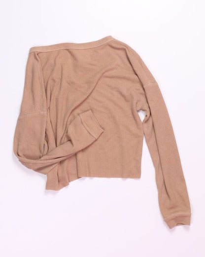 Tan American Eagle Cropped Long Sleeve, S