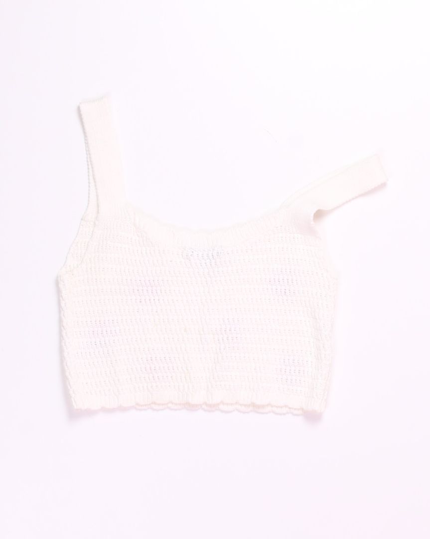 White Wild Fable Cropped Tank, S