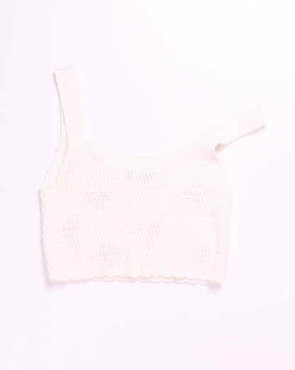 White Wild Fable Cropped Tank, S