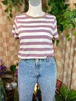 Purple Striped Madewell Cropped Tee, M