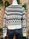 White/Black American Eagle Cropped Buttoned Sweater, M