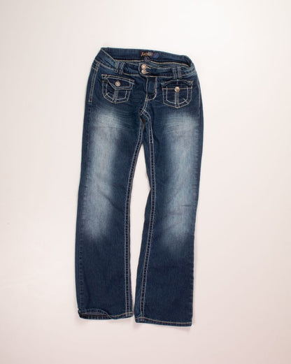 Darkwash Angels Low Rise Jeans, 9