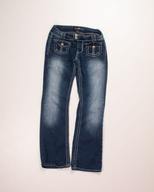 Darkwash Angels Low Rise Jeans, 9