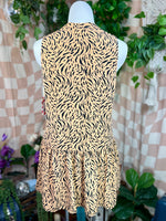 Tan/Black Animal Print NIne West Tiered Dress, L