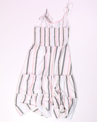 White Tiered Midi Dress, M