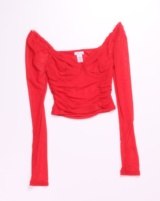 Red Rue21 Cropped Blouse, S