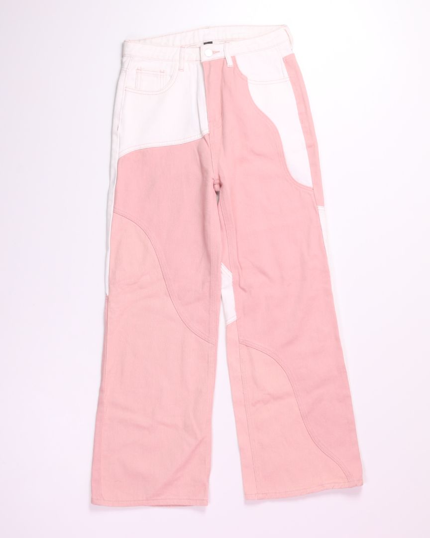 White/Pink Cider Wide Leg Pants, S