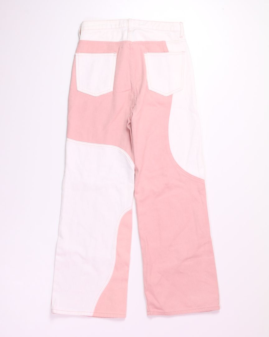 White/Pink Cider Wide Leg Pants, S