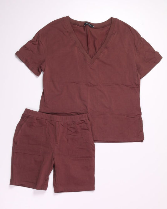 Brown Automet Tee + Shorts Set, M