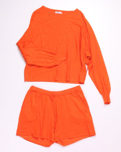 Orange Ekouaer Long Sleeve + Shorts Set, M