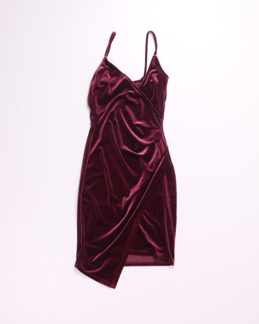 Red Windsor Velvet Bodycon Dress, XS