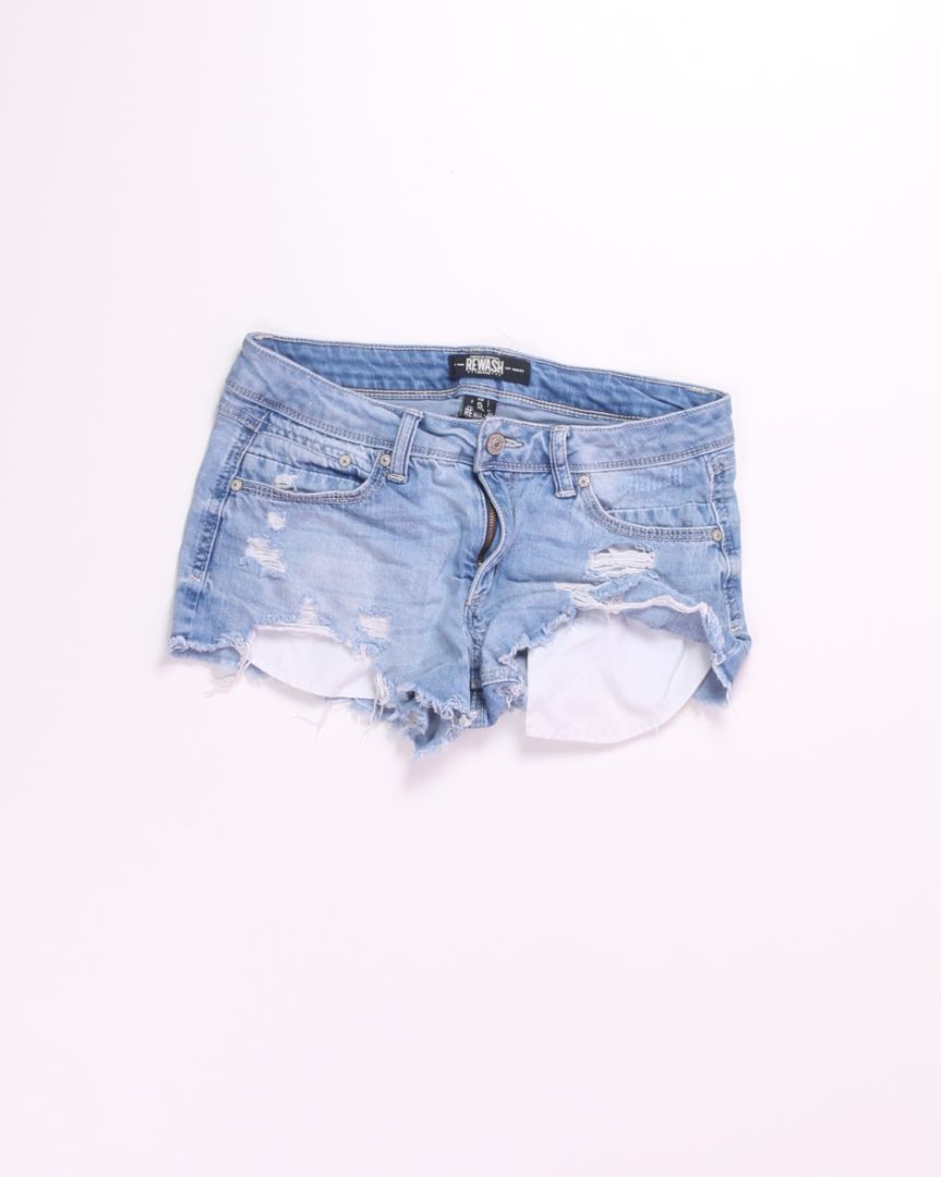 Lightwash Rewash Cutoff Denim Shorts, 5