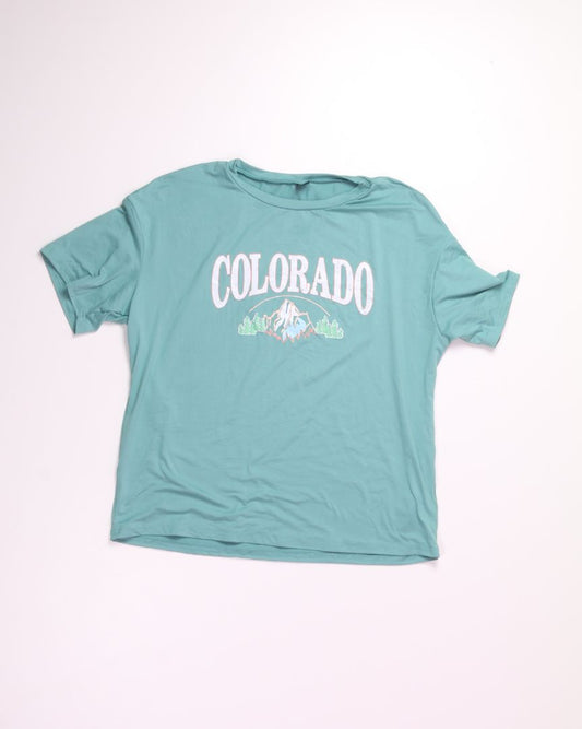 Teal Shein Graphic Tee, S