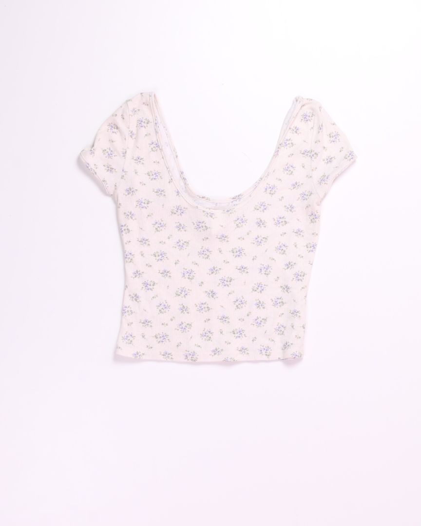 White H&M Cropped Tee, S