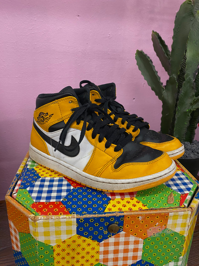 Yellow Air Jordan High Top Sneakers, 8.5