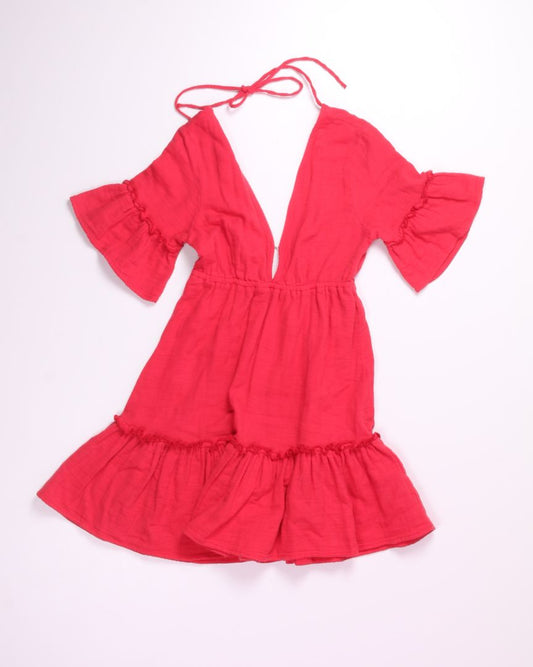 Red Billa Bong Tiered Mini Dress, M