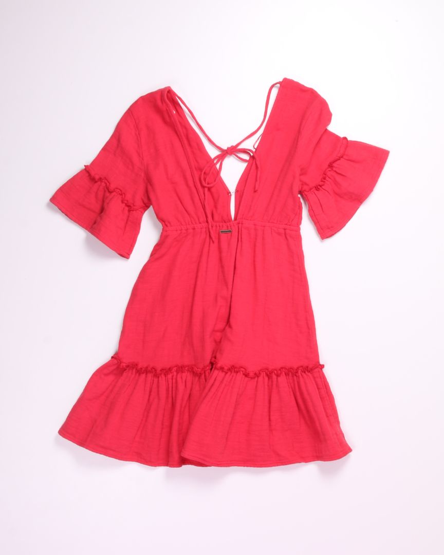 Red Billa Bong Tiered Mini Dress, M