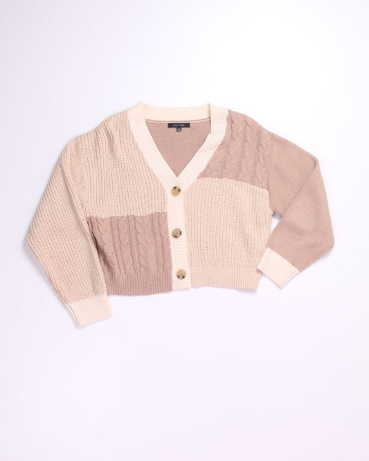 Tan Love Tree Cropped Sweater, S