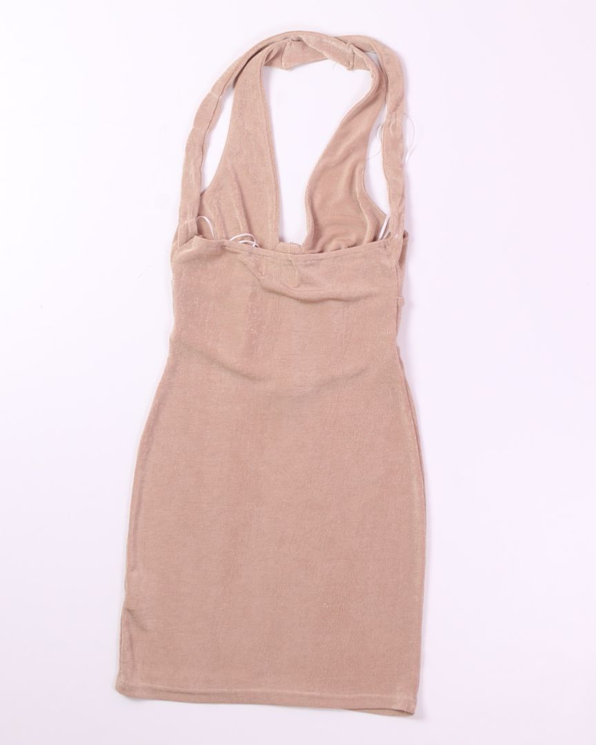 Tan Princess Polly Mini Halter Dress, 2