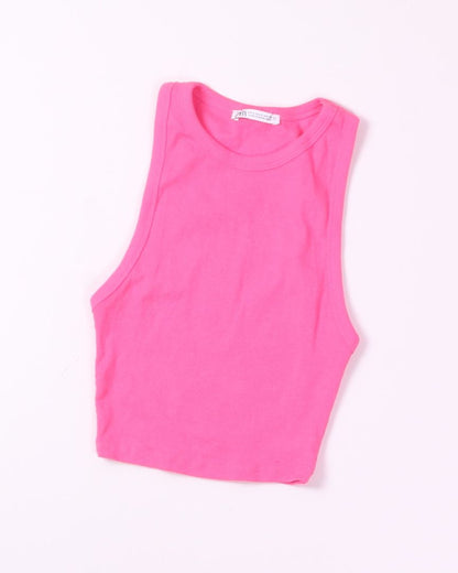 Pink Zara Cropped Tank, S