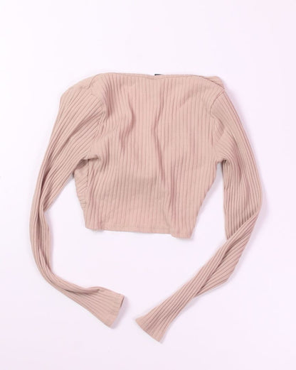 Tan Windsor Cropped Long Sleeve, XS